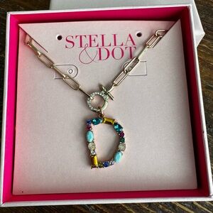 Stella & Dot Delicate Short Charm Keeper Gold Chain with two “D” Initial Charms